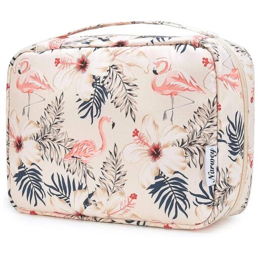 Narwey Hanging Travel Toiletry Bag Cosmetic Make up Organizer for Women Waterproof ( Beige Bird )