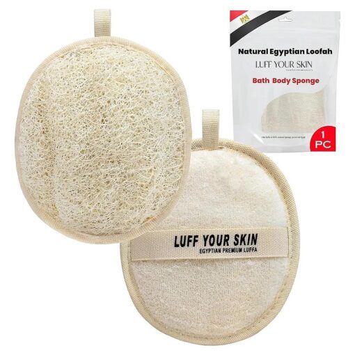 Body Loofah Natural - Lofas for Shower Scrub - Loufa Body Exfoliator Scrubber - Shower Body Scrubber - Loofah Sponge Natural for Shower - Lufas for Women - Mens Loofah Pack ( Oval M, 1 )