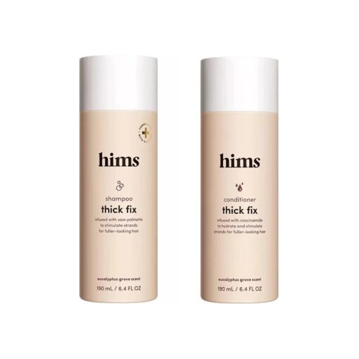 Hims Thickening Shampoo 6.4 Fl Oz and Conditioner 6.4 Fl Oz Set, DHT Targeting and Moisturizing, Adds Volume + Moisture, Formulated Saw Palmetto + Niacinamide, Vegan, Paraben, Sulfate, Cruelty Free