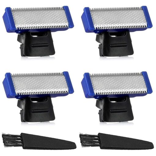 LinMei Trimmer Replacement Heads Compatible for 1st Generation Micro Touches Solo Trimmer - Set of 4 Replacement Blades & 2 Cleaning Brushes