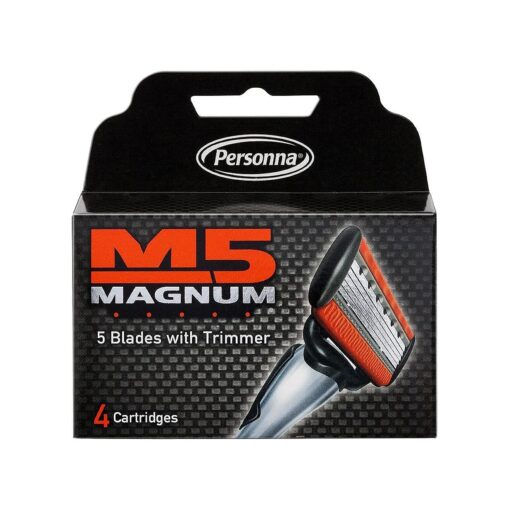 M5 Magnum Razor Blades with trimmer - 4 replacement cartridges per pack