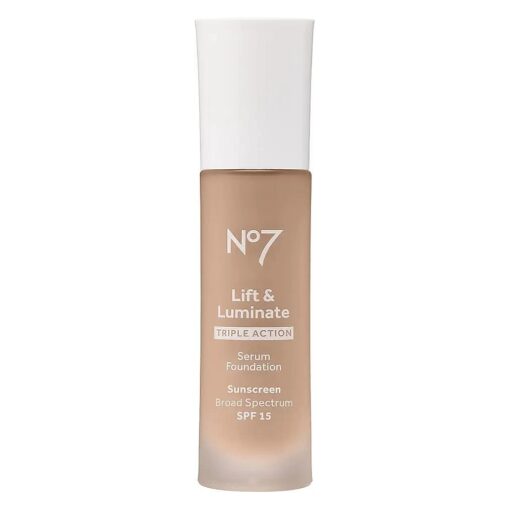 No7 Lift & Luminate Triple Action Serum Foundation - Cool Ivory - Medium-Buildable Coverage Foundation with Light Reflecting Particle & SPF 15 for Firmer, More Even Looking Skin ( 30ml )