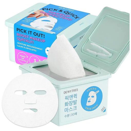 DEWYTREE Hyaluronic Acid Moisturizing Mask Sheet for Perfect Makeup, Dispenser Type Refreshing Aqua Mask 30 Sheet - Pick and Quick, Enriched with Amino Acids for Hydrating and Removing Dead Skin Cells