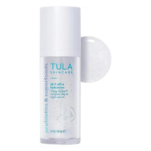 TULA Skin Care 24/7 Ultra Hydration - Triple Hydra Complex Day & Night Serum, Plumps Skin & Delivers Moisture While Reducing Fine Lines, 1 fl oz .