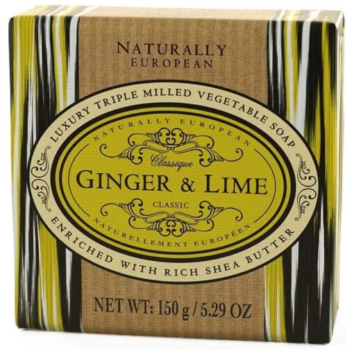 Naturally European - Ginger & Lime - Luxury, Triple-Milled, Shea Butter Enriched Soap, 150 g / 5.29 oz