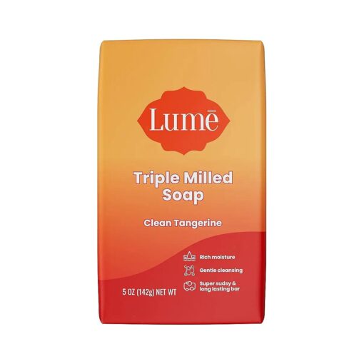 Lume Triple Milled Soap - Rich Moisture & Gentle Cleansing - Paraben Free, Phthalate Free, Skin Safe - 5 ounce ( Clean Tangerine )