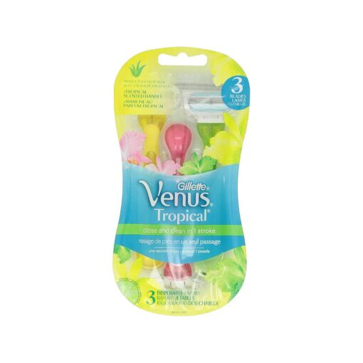 Gillette Venus Tropical Women 's Disposable Razor, 3+1 Count, Womens Razors / Blades