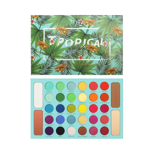 Docolor Eyeshadow Palette Shimmer Matte Highly Pigmented Eye Shadow Natural Warm Glitter Long Lasting Waterproof, Professional Contour & Highlight Powder Tropical Makeup Palette ( 34 Color )