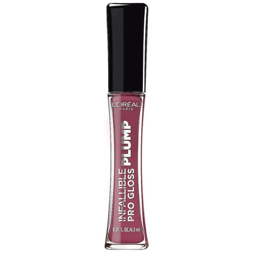 L'Oreal Paris Infallible Pro Gloss Plump Lip Gloss with Hyaluronic Acid, Long Lasting Plumping Shine, Lips Look Instantly Fuller and More Plump, True Berry, 0.21 fl, oz .