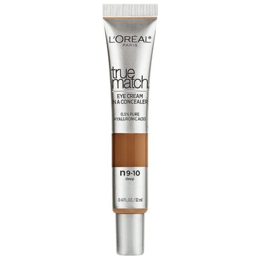 L'Oreal Paris True Match Eye Cream in a Concealer, 0.5 % hyaluronic acid, Deep N9-10, 0.4 fl, oz .