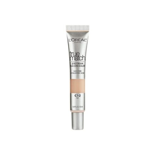 L'Oreal Paris True Match Eye Cream in a Concealer, 0.5 % hyaluronic acid, Fair C1-2, 0.4 fl, oz .