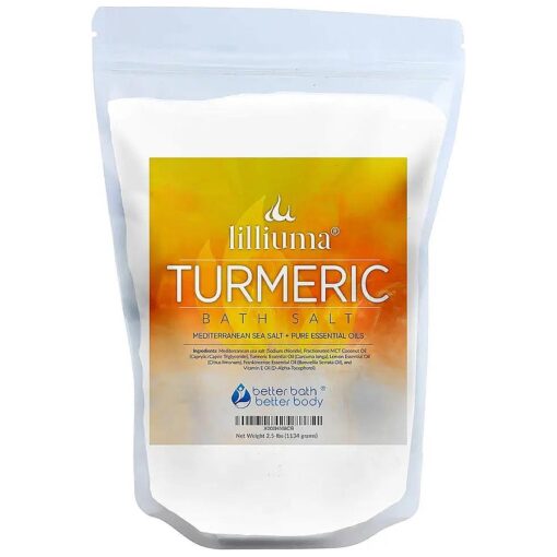 Turmeric Bath Salt 40 Ounces Mediterranean Sea Salt with Turmeric, Lemon, and Frankincense Essential Oils with Natural Ingredients