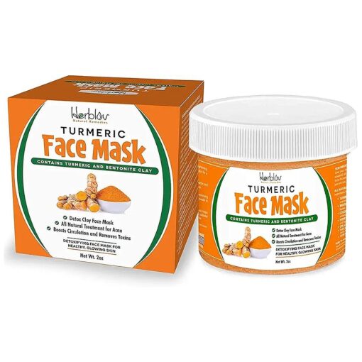 Turmeric Face Mask - Skin Brightening Mask with Turmeric and Bentonite Clay - All-Natural Face Mask for Acne Treatment - Boosts Circulation and Removes Toxins - Detox Clay Face Mask Made in USA