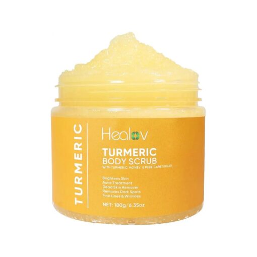 Turmeric Body Scrub - Skin Brightening Face & Body Scrub with Turmeric - All-Natural Exfoliating Turmeric Body Scrub for Hyperpigmentation - Turmeric Scrub Boosts Circulation & Removes Toxins