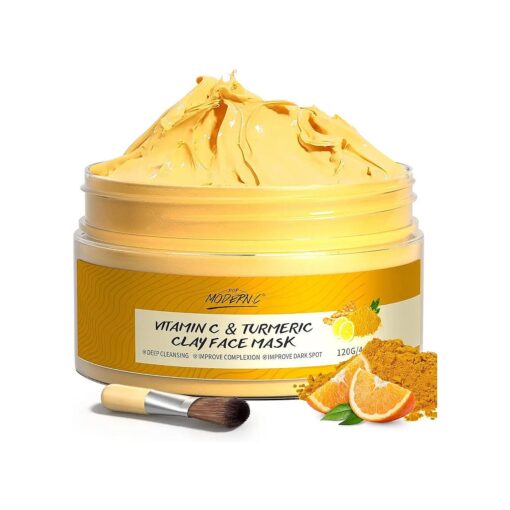 POP MODERN.C Turmeric Vitamin C Clay Mask Deep Cleansing Face Mask Skin Care Improve Blackheads Acne Dark Spots and Even out skin tone Facial Mask Control Oil and Refining Pores