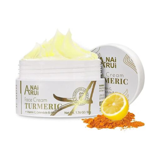 ANAI RUI Facial Moisturuzier, Turmeric Face Cream with Vitamin C for Hydrating, Firming, Tightening Skin, Turmeric Vitamin C Cream for Dark Spots, Dry Skin, 1.76 OZ