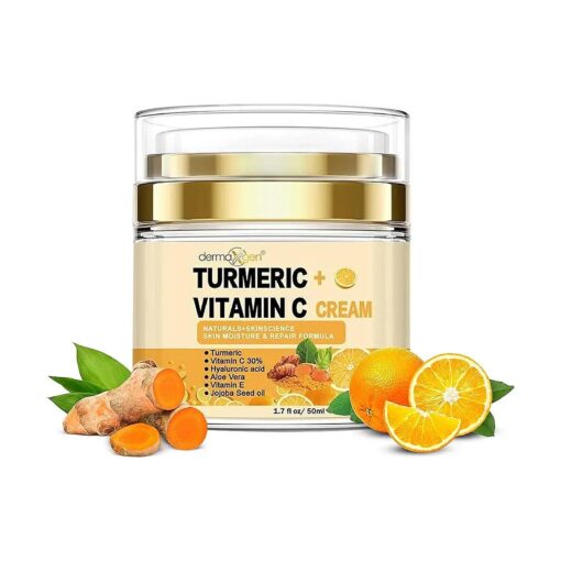 Turmeric + 30 % Vitamin C - Anti-Aging Skincare with Vitamin C Face Glow Boosting Moisturizer & Skin Repairing Cream, Turmeric Cleanses Skin, Helps Acne, Evens Tone, Fades Scars, Sun Damage, & Age Spots, Anti-Wrinkle Facial Cream Normal, Dry, & Oily Skin - 1.7 FL OZ .