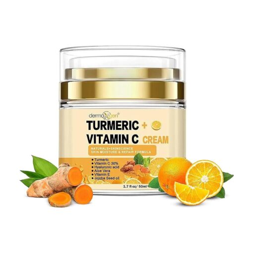 Turmeric Face Cream + 30 % Vitamin C Glow Boosting Moisturizer & Skin Repairing, Hydrating with Organic Ingredients Anti-Aging Facial Cream, Normal, Dry, Oily & Combination Skin - 1.7 FL OZ