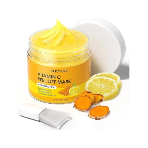 SHVYOG Vitamin C Peel Off Face Mask, Peel Off Mask with Turmeric, Blackhead Remover & Deep Cleansing Face Peel Mask, Vitamin C Exfoliating Face Mask for Blackheads, Large Pores, Dirts, Oil