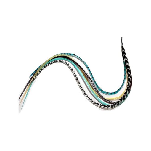 Sexy Sparkles 7" -10" Turquoise with Genuine Grizzly & Brown Long Thin Feathers for Hair Extension 7 Feathers