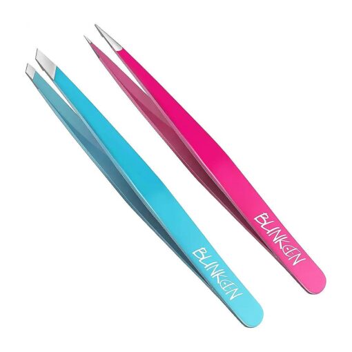 Tweezers for Eyebrows, Blinkeen 2 Pack Tweezer Set, Precision Tweezers for Ingrown Hair/blackhead/craf/splinter, Professional Eyebrow Tweezers .