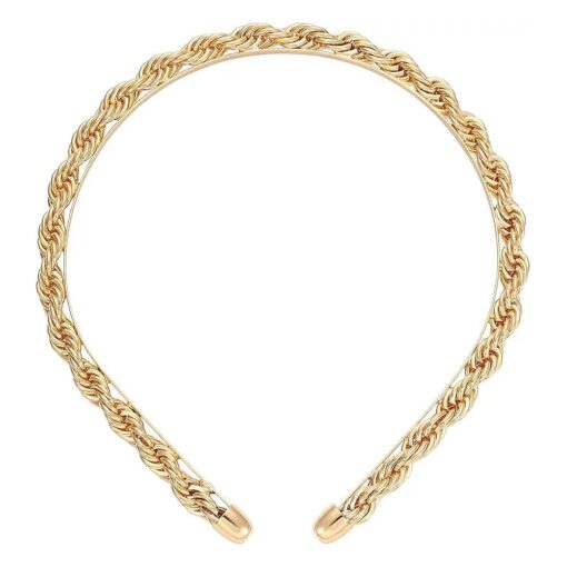 Chain Headband for Women Gold Metal Twisted Hair Chains Statement Hairband Hair Accessories ( Gold )