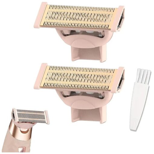 2 Pack Replacement Body Razor head Compatible with Finish Touch Flawless Nu Razor Replacement Blades incude a clean brush, Rose Gold