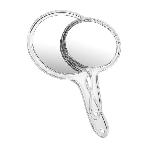 OMIRO Hand Mirror, Double-Sided Handheld Mirror 1X/3X Magnifying Mirror with Handle, Set of 2 ( Clear )