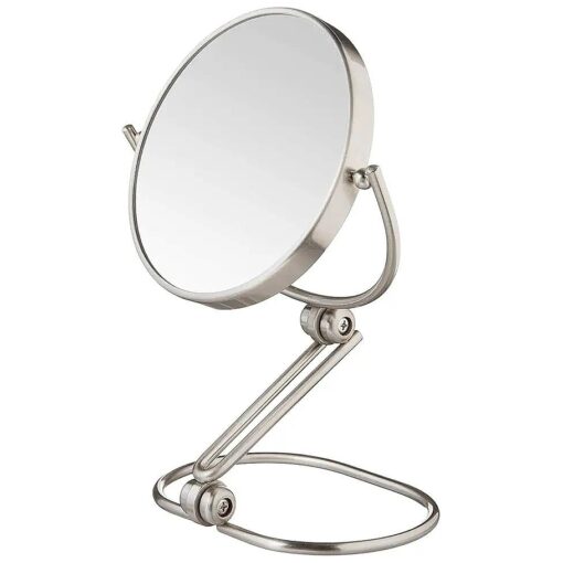 JERDON Two-Sided Folding Travel Makeup Mirror - Portable 6-Inch Diameter Makeup Mirror with 10X Magnification & Swivel Design - Model MC450N