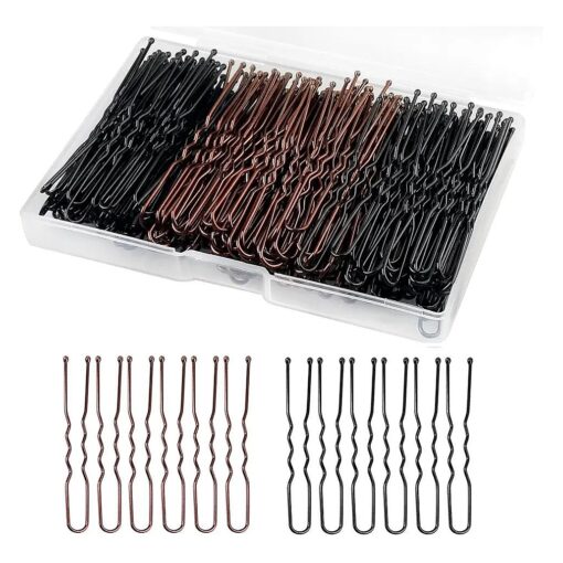 U Shaped Hair Pins,200Pcs 2.4Inches Hair Pins for Buns Hair Bun Pins Bun Hair Pins With Storage Box for Women Girls and Wedding Hairstyles ( Black+Brown )