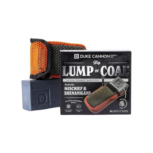 Duke Cannon Tactical Soap Pouch Holder & Scrubber + Lump of Coal Soap Bar