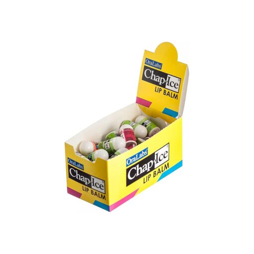 Chap-Ice ( r ) | Premium and Traditional Lip Balm for Chapped, Dry, or Windburned Lips | Pocket Size Display with Assorted Flavors - Cherry, Citrus Orange, Kiwi Lime - 50 Mini Sticks ( 0.10oz/3g )