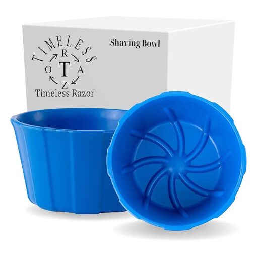 Blue Shaving Bowl w/Ridges - Mixes Mens Shaving Cream & Shaving Soap - Durable & Holds Heat Longer - Whip a Quick, Rich & Thick Lather - USA Made