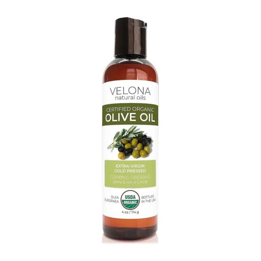 velona USDA Certified Organic Olive Oil - 4 oz | 100 % Pure and Natural Carrier Oil | Extra Virgin, Unrefined, Cold Pressed