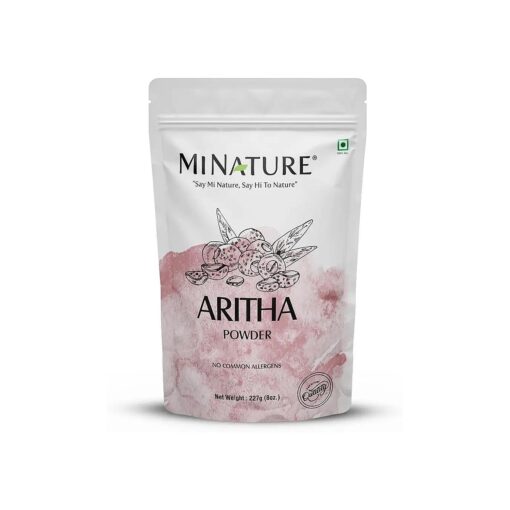 USDA Organic Aritha Powder/Soap nut Powder ( Sapindus Laurifolia ) by mi nature FOR SILKY HAIR - ( 227g / ( 1/2 lb ) USDA NOP Certified 100 % Organic | Excellent Hair Conditioner | From INDIA