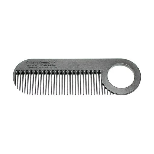 Chicago Comb Model 2 Carbon Fiber, Made in USA, Anti-static, 4 inches ( 10 cm ) long, Fine-tooth, Pocket & Travel comb, for Thinner Hair, Beard & Mustache comb