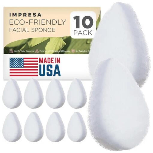 [ 10 Pack ] Eco Friendly Facial Sponges for Cleansing and Exfoliating - Facial Exfoliator Made from Recycled Materials - Natural Facial Scrubber for Your Skincare Routine - Made in USA