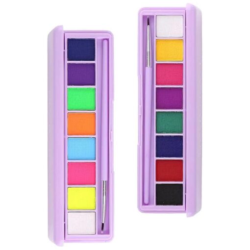 Mysense 16 Colors Water Activated Eyeliner Palette, Neon Face Paint, Fluorescent Bright Rainbow Colorful Body Paint Makeup, Matte and UV Blacklight Graphic Eyeliner, With Eyeliner Brush