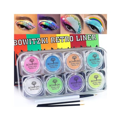 Bowitzki 8x5 Gram Water Activated Eyeliner Hydra Liner Makeup UV Glow Fluorescent Color Graphic Retro Face and Body Paint ( Pastel Color )