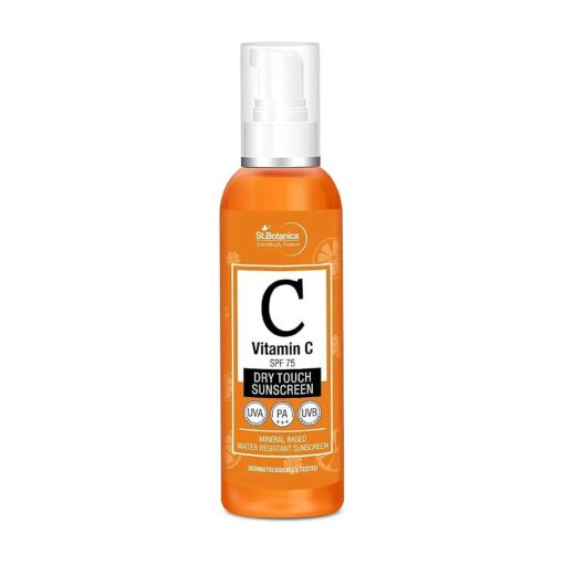 StBotanica Vitamin C SPF 75 Dry Touch Sunscreen UVA/UVB PA+++, 120ml - Mineral Based & Water Resistant