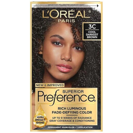 Superior Preference Fade-Defying + Shine Permanent Hair Color, 3C Cool Darkest Brown, Pack of 1, Hair Dye