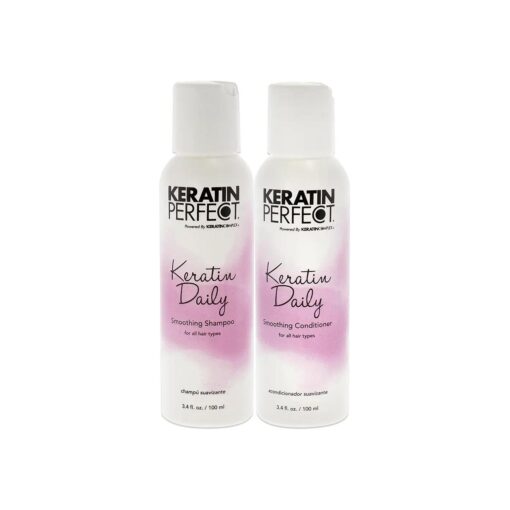 Keratin Perfect - Daily Travel Duo - Shampoo & Conditoner - Smooth glossy hair - Anti - Frizz - Prolongs treatment - All Hair Type - sulphate Paraben Free - 3.4 Oz