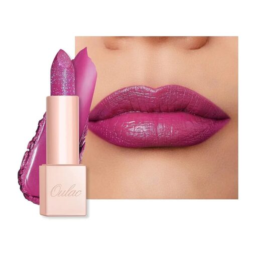 Oulac Moisturizing Purple Lipstick for Women - Tinted Lip Balm Infused with Shea Butter, Shiny & Lightweight Lip Makeup, Vegan & Gluten Free, PG08 Aquatic