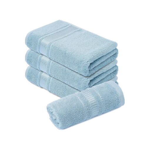 100 % Cotton Washcloths for Bathroom, 4-Piece 12x12 in Wash Cloth Set, Turkish Small Hand Towels, Soft Rags for Face and Body, ( Blue Washcloths )