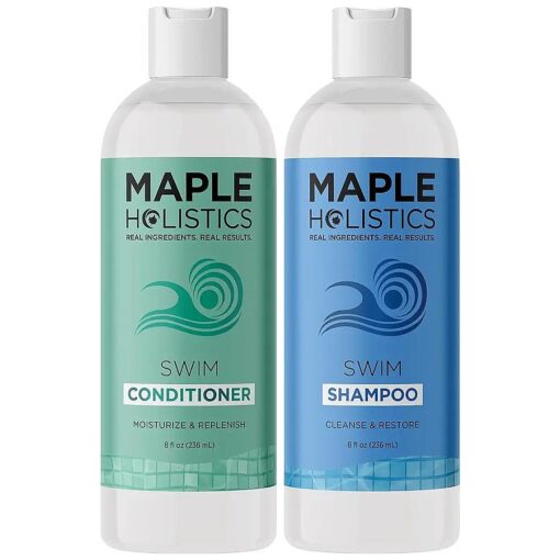 After Swim Shampoo and Conditioner Set - Chlorine Shampoo and Conditioner for Swimmers with Tea Tree and Rosemary Oil - Clarifying Shampoo for Hard Water Chlorine and Saltwater with Replenishing Oils