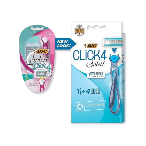 BIC Soleil Bella Click Women 's 4-Blade Disposable Razor, 1 Handle and 4 Cartridges