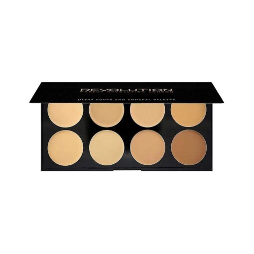 Makeup Revolution Ultra Cover & Concealer Palette, Ultimate Coverage, Light, 8 Shades, 10g