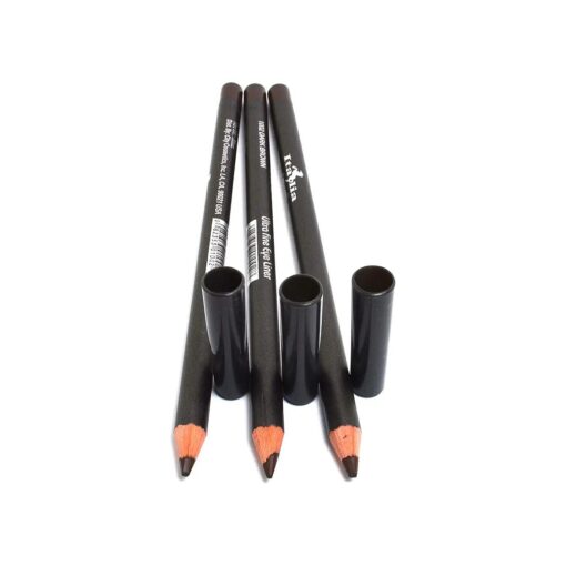 Italia Deluxe 3 PCS of Ultra Fine Eye liner Pencil Lip Eyeliner Set Pick Color + Free ZipBag ( 1002 Dark Brown [ 3pcs ] )