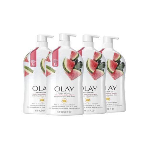 Olay Fresh Outlast Watermelon & Agave Scent Body Wash for Women, 33 fl oz ( Pack of 4 )