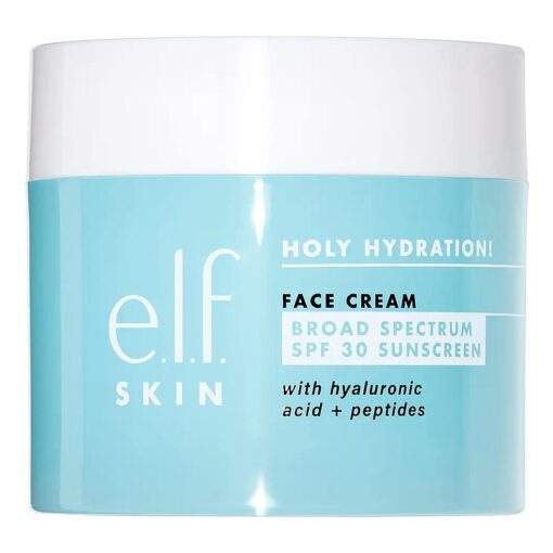 e.l.f, Holy Hydration ! Face Cream, Broad Spectrum SPF 30 Sunscreen, Moisturizes & Softens Skin, Quick-Absorbing & Ultra-Hydrating, 1.8 Oz